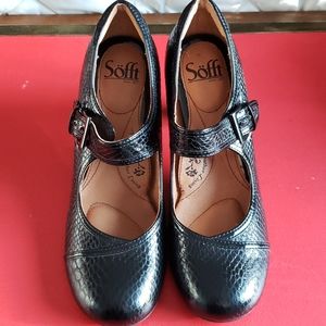 Sofft Black Leather Pumps Heels Snakeskin Sz 8 New